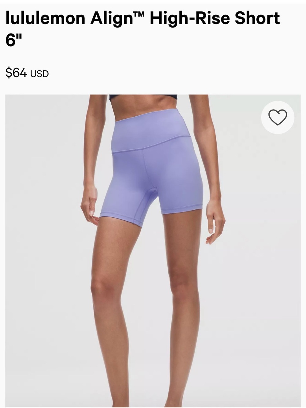 lululemon Align High-Rise 6" Shorts in Lavender